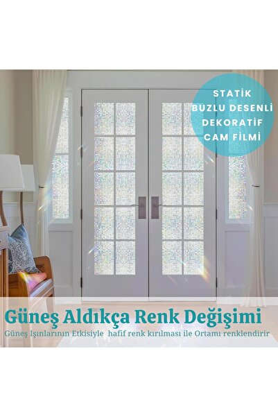 Örtücüm Buzlu Desenli Cam Kaplama Filmi Statik Duşa Kabin Ofis Dekorasyon Folyo