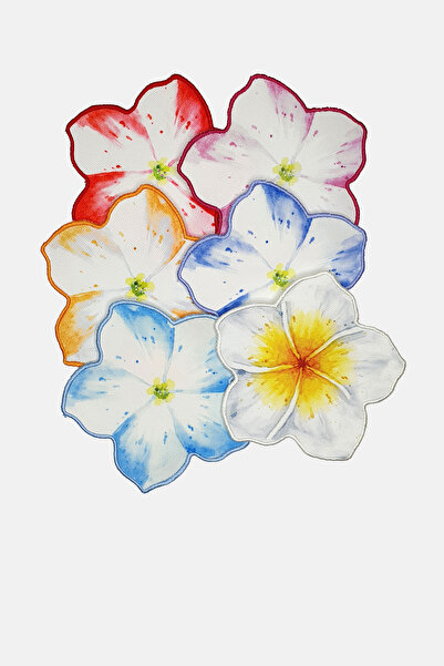 decofav Set of 6 Desert Roses Watercolor Embroidered Edged Cocktail Napkins