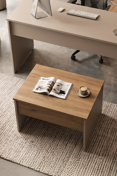 Yurudesign Alva 72x52 cm Ofis Sehpası Orta Sehpa Sepet-Kumsal AL2-COS