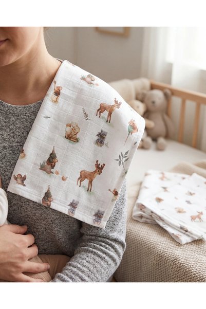 jr.bunnies 100% Cotton Muslin Tiny Forest Patterned 3-Piece Sweat Cloth 50X50 cm