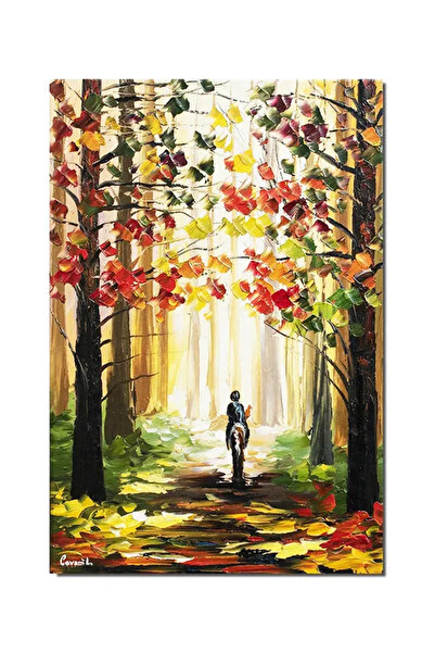 artnova Ръчно рисувана картина, Ездач в гората, 60x40см, маслена на платно, с...