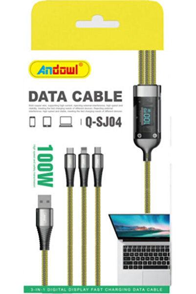 Andowl Καλώδιο Δεδομένων 100W USB-A Micro Type-C Lightning Q-sj04