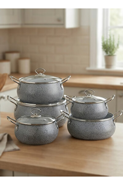 Cady One 10Pcs Cooking Pots Set Thickened Enamel Cookware Set with Double Ear...