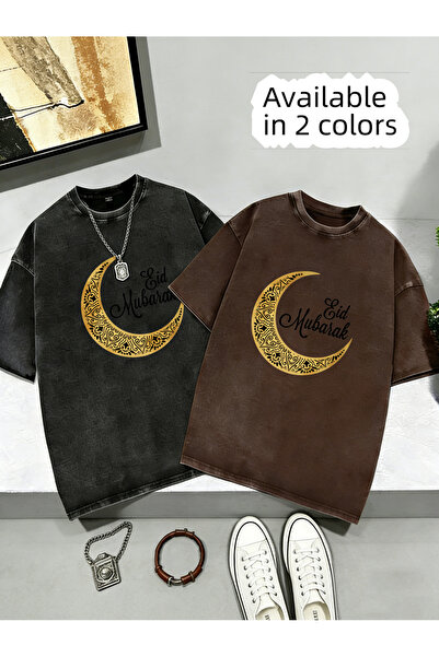 Little YELLOW Duck 230g Water-washed short-sleeved shirt Men'S Black Acid Was...