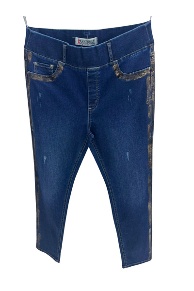 ZANESSI Plus Size Elastic Waist Lycra Denim Women's Trousers