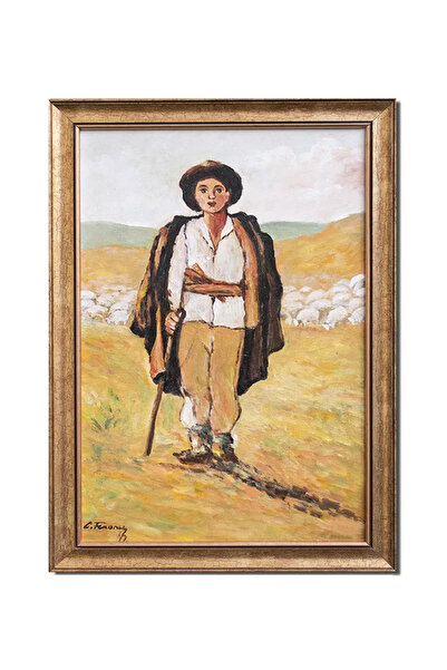 artnova Tablou celebru pictat manual inramat, Ciobanas, 55x40cm ulei panza, r...