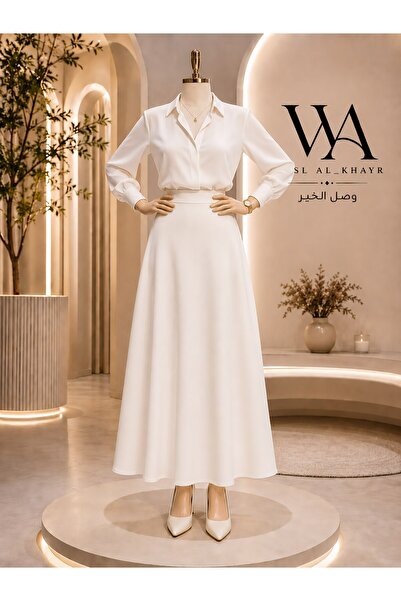 WASL ALKHAIR Women's 38cm Length Midi Skirt with Classic Flowing Cut and Soli...