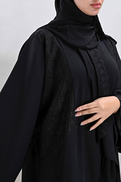 Lavi Soft Crepe Abaya with Black Embroidery on the Sides