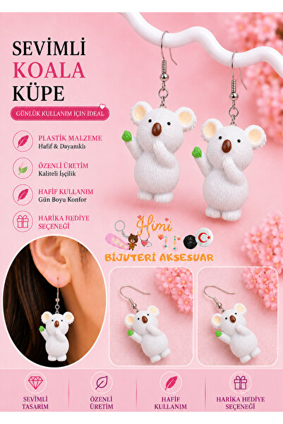 himi bijuteri aksesuar Cheerful Cute Koala Animal Figured Dangle Earrings Lig...