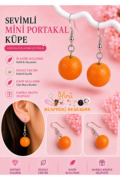 himi bijuteri aksesuar Cheerful Cute Orange Figured Fruit Themed Dangle Earri...