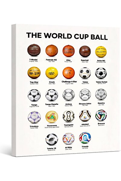 HOME MODE 30x40 cm Gallery Wrapped Canvas Wall Art | The World Cup Ball Histo...