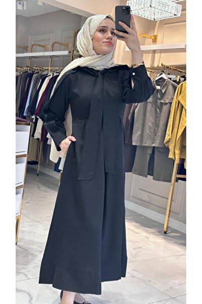 KEİVA Şükran Ekin Fashion Kadın Tesettür Kuşaklı Uzun Elbise