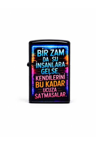 ONRSTORE Baskılı Benzinli Metal Çakmak – Klasik Kapaklı Doldurulabilir Çakmak