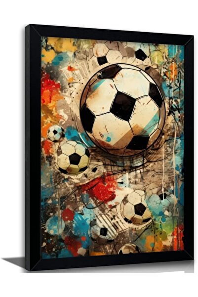 HOME MODE 20x30 cm Black Floating Frame Wall Art | Graffiti Soccer Ball Art |...