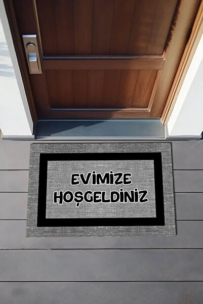 PASPAS HOME Evimize Hoşgeldiniz - Baskılı Kapı Önü Paspası Kaydırmaz Tabanlı