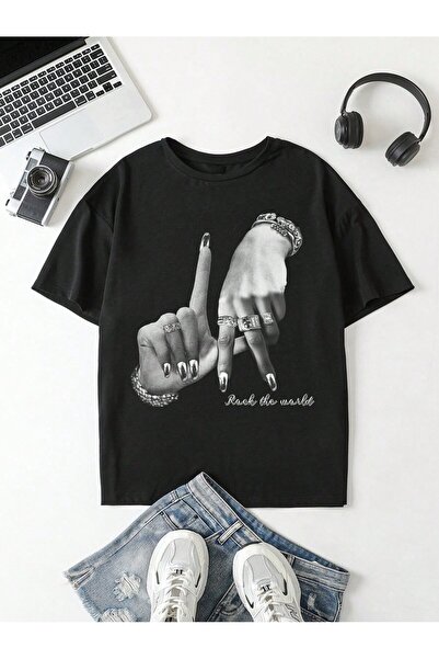 SVART WEAR Απογείωσε τον κόσμο με το εμπριμέ μπλουζάκι Oversize με λαιμόκοψη ...
