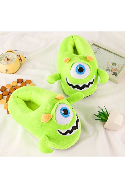 wafra store Green Winter Plush Home Slippers with 3D Character Design of Mard...