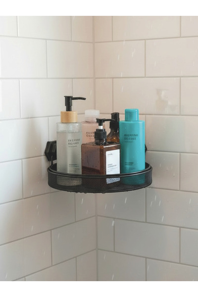EVSTYLE Metal 360 Rotating Bathroom Corner Rack & Organizer - Black