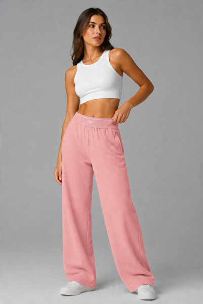 TrendAllStore Powder Pink Color Elastic Waist Jogger Comfortable Pants