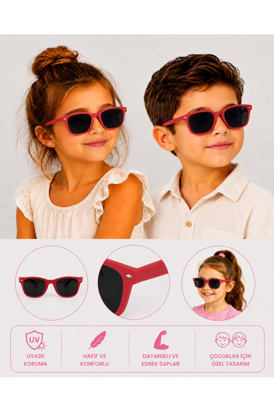 synshop Red Matte Uv400 Protection Boys Girls Kids Sunglasses Round Model Lig...
