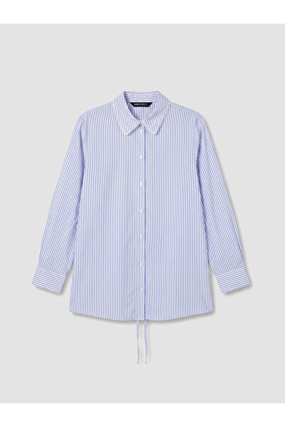LC Waikiki Esvab • Modern & Distinctive Striped Lace-Up Women's Shirt Tunic