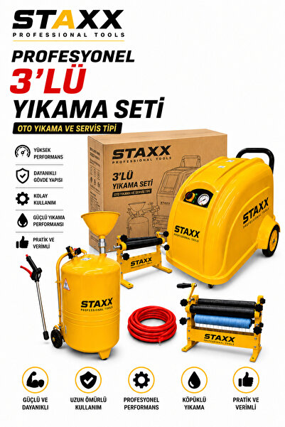 STAXX POWER Endüstriyel 200 Bar Oto Yıkama -Merdaneli Bez Sıkma Makinesi- 100...