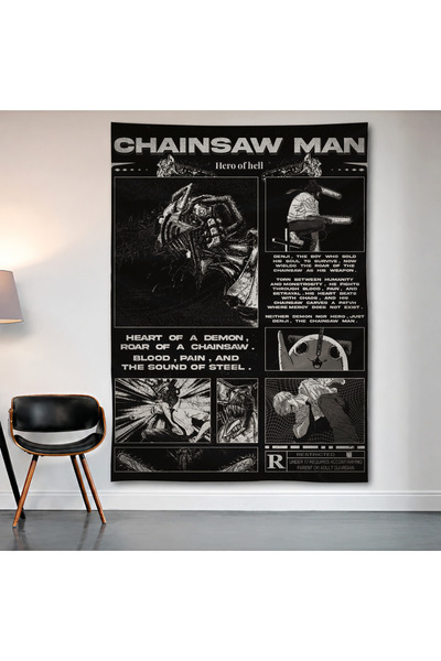 Geek Cultcha Chainsaw Man Manga Duvar Örtüsü Duvar Halısı Birinci Kalite Sate...