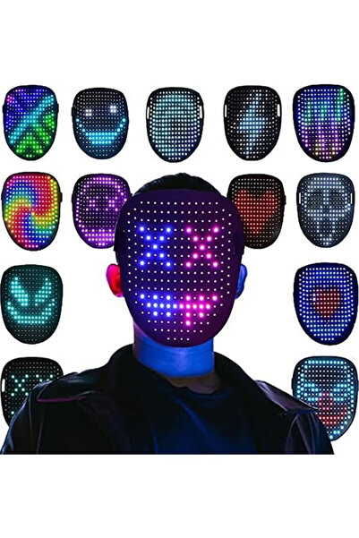 GGEROU Led Mask with Gesture Sensing Transforming Light Up Luminous Digital G...
