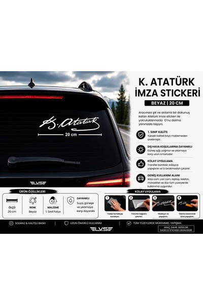 levvas Mustafa Kemal Atatürk İmzası laptop motosiklet kask araba stickeri