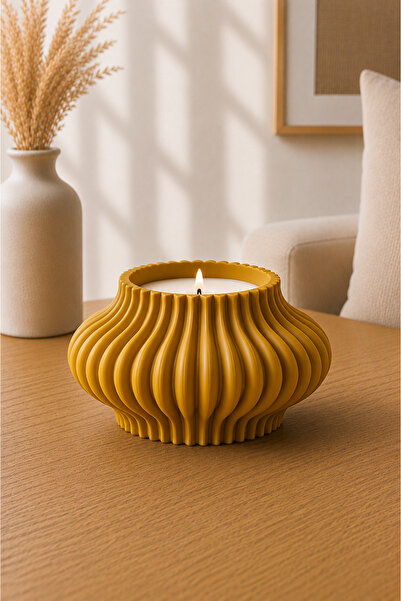 3D BASKI EVRENİ Dağ Teknoloji 3D Baskı Dalga Tasarım Dekoratif Tealight Mumlu...