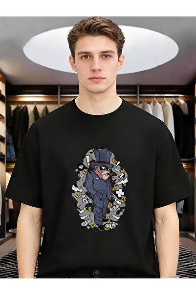 En22 Rich Millionaire with Money Retro Cool Funny Unique Men Casual Cotton Te...