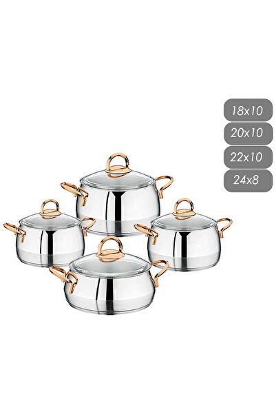 OMS 1100 Star Copper 8 Piece Steel Cookware Set