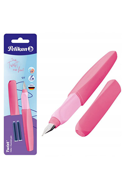 Pelikan Stilou Twist, ergonomic, otel M, roz Berry, include cartus