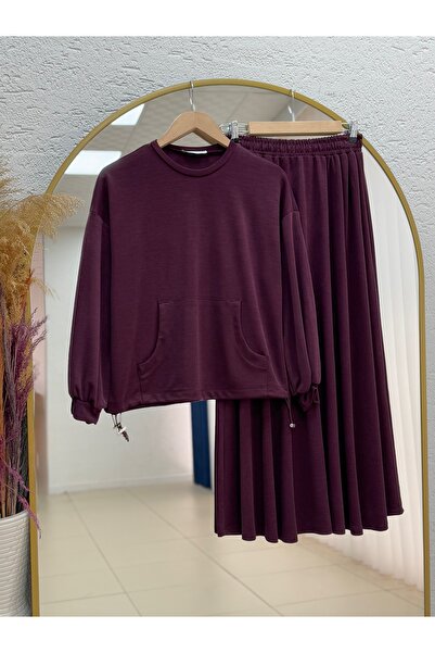 MİHRA STORE طقم تونيك داريانا كانغرو مع جيوب وتنورة ضيقة. MF1887-NL678 بلون ا...