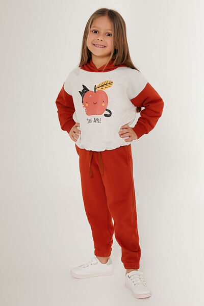 Rolypoly Apple White Girl's Tracksuit Set