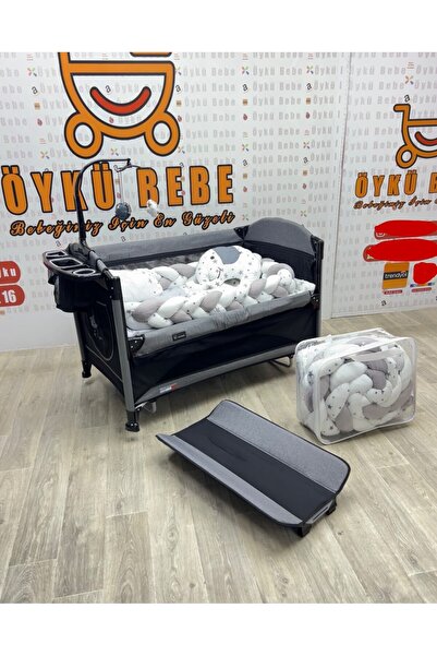 ÖYKÜ BEBEK DUNYASI Alüminyum Kasa 70x120 Cm Örgülü Uyku Seti Hediyeli Oyun Pa...