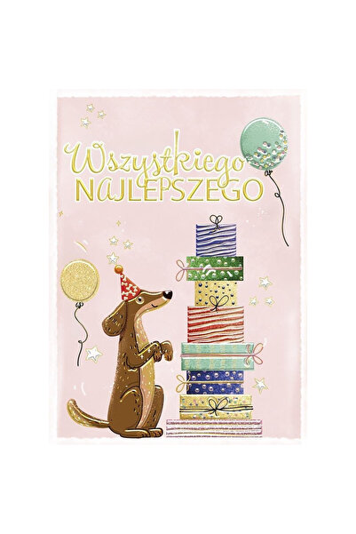 HENRY Card aniversar B6, cu teckel si cadouri, multicolor, 1 buc
