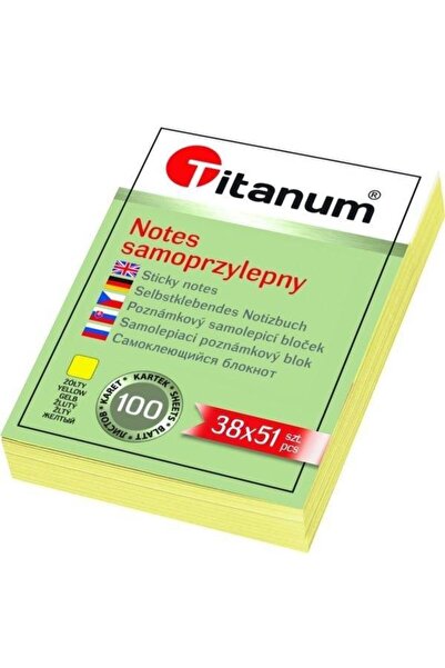 Titanum Bloc notes adeziv, Titanum, 38x51mm, 100 file, Galben