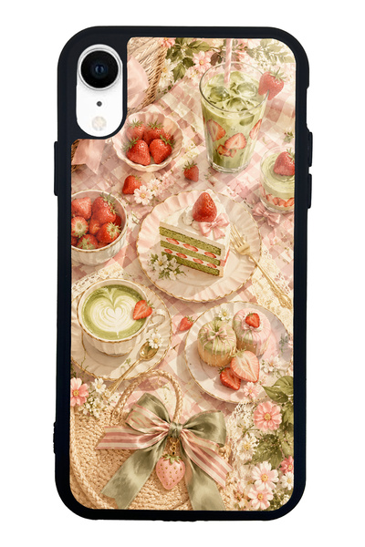 Spoyi iPhone Xr Strawberry Matcha Design Glossy Phone Case
