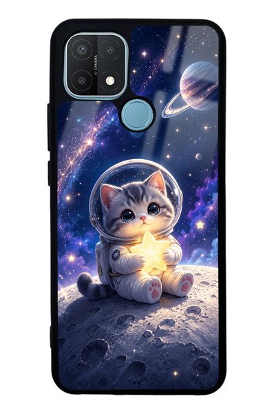 Spoyi Oppo A15 Starlight Space Kitty Design Glossy Phone Case