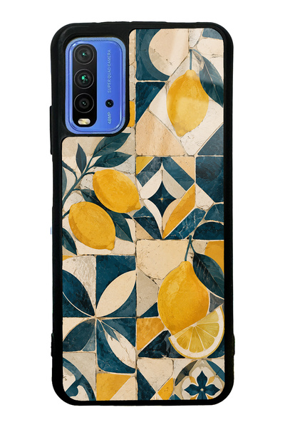 Spoyi حافظة هاتف لامعة بتصميم فسيفساء الليمون المتوسطي لهاتف Xiaomi Redmi 9T