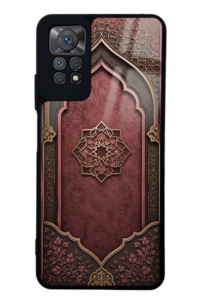 Spoyi حافظة هاتف لامعة بتصميم شعار عثماني باللون العنابي لهاتف Xiaomi Redmi N...