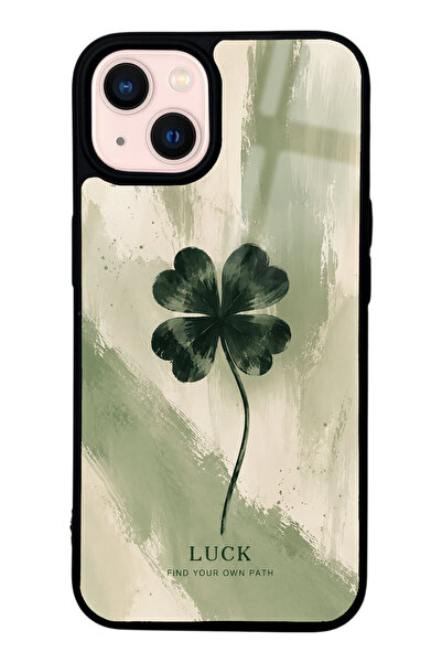 Spoyi iPhone 13 Lucky Sage Clover Tasarımlı Glossy Telefon Kılıfı