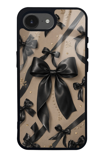 Spoyi iPhone 16E Glossy Phone Case with Midnight Bow Design