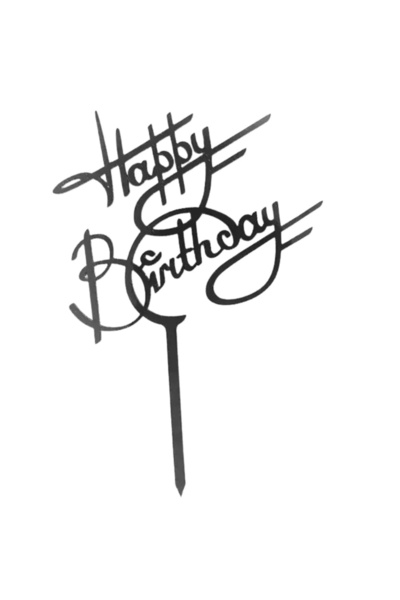 Baloane Vesele Topper Tort Happy Birthday Negru Scris Elegant TOP146-1