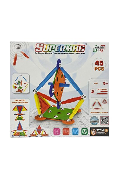 TUFY TOYS Supermag 45 Piece Multicolor Magnetic Building Toy - Stem Magnetic ...