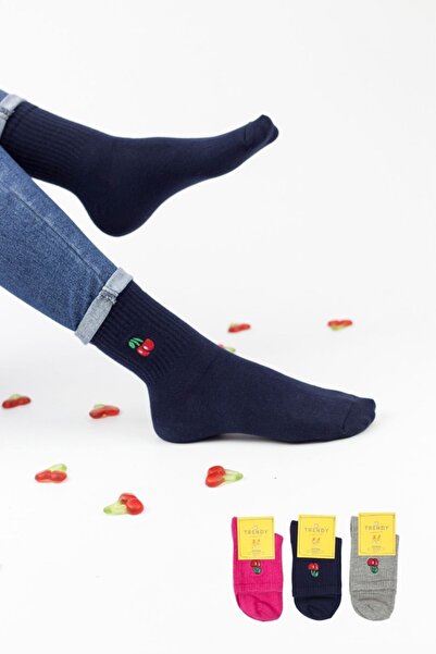 TRENDY Ημίκοντες Κάλτσες "Trendy" CHERRIES 3 ζευγάρια