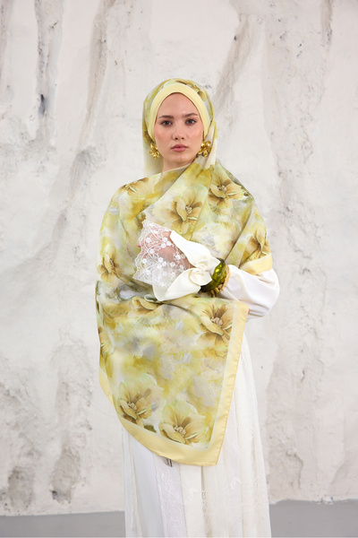 Mira İpek Sunshine Series Patterned Cotton Soft Shawl Women's Colorful Shawl