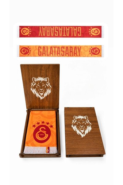 Galatasaray Orijinal 5 Yıldız Şal Atkı Hediye Ahşap Kutulu