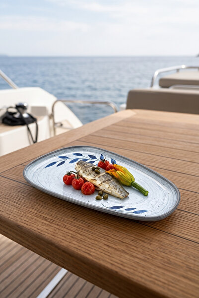 Happy Chef Selva Blu 3'lü Trapezoid Tabak Seti, 27x15 cm - h.2 cm , Thermoset...